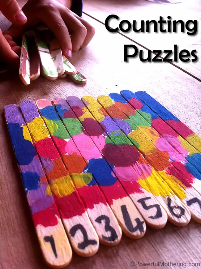 Counting Popsicle Stick Puzzles - Fun Arts and Crafts for Kids