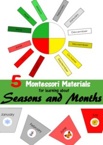5 Montessori materials for learning about seaosons and months printables by I Believe in Montessori