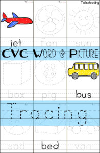 CVC Word Picture Tracing Cards
