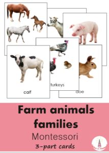 farm animals families montessori 3-part cards printables by I believe in montessori