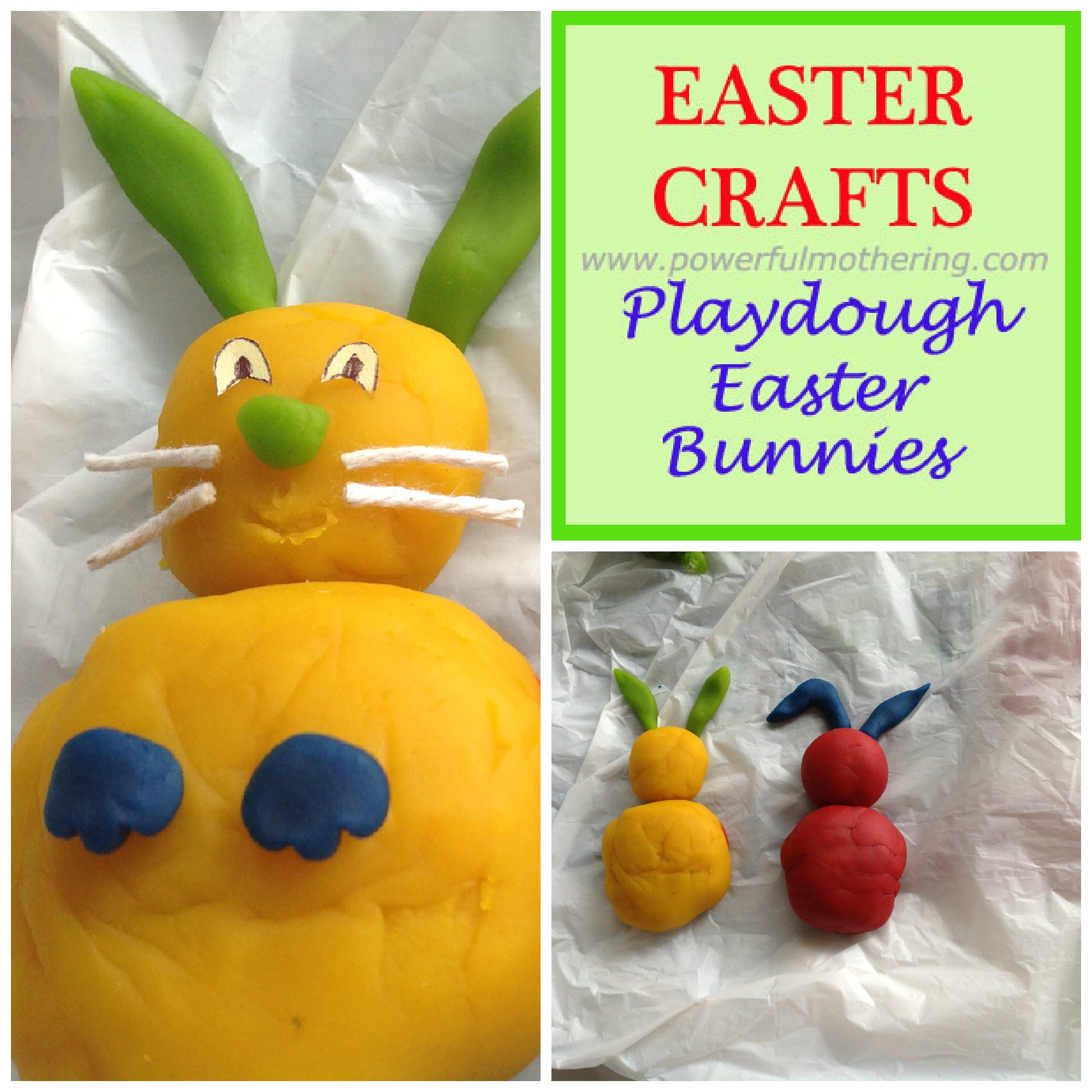 Easter Bunnies Play Dough Crafts for Toddlers