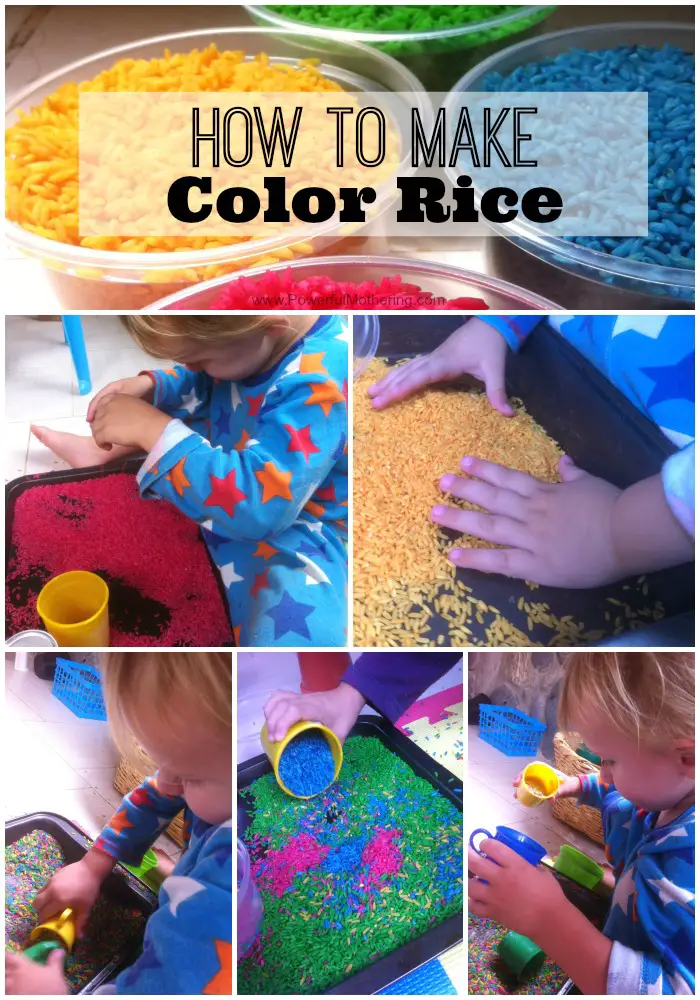 how to make color rice for sensory play