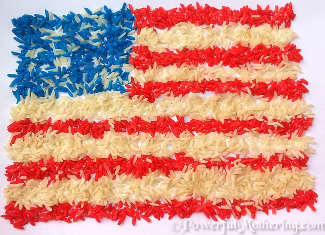 4 July Kids Craft Ideas - Color Rice American Flag Exploring With Rice Fireworks! Click Image to read more!