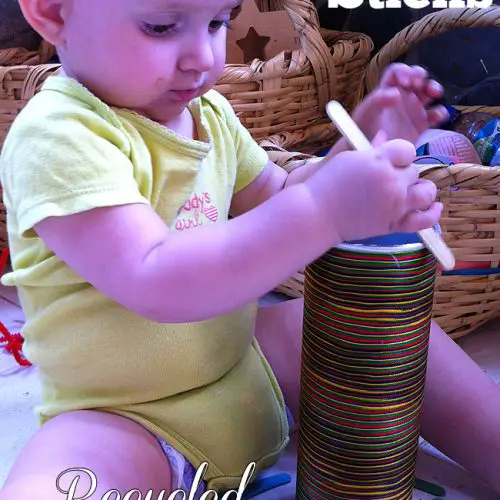 Pick up Sticks a recycled toddler activity