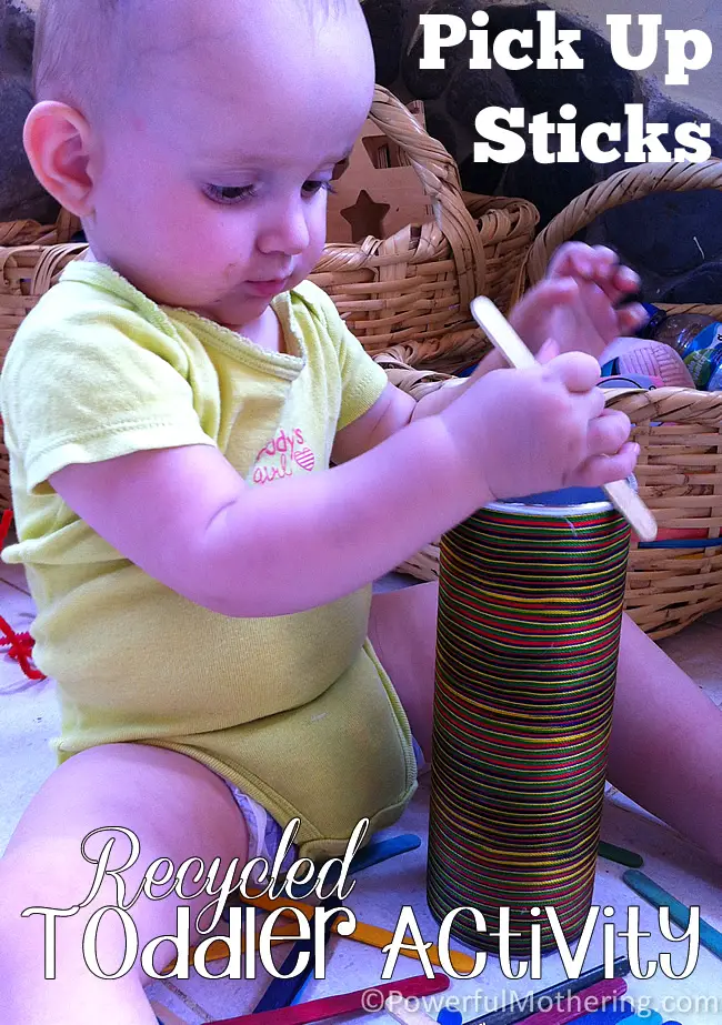 Pick up Sticks a recycled toddler activity