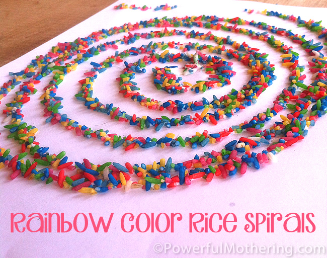 Rainbow Color Rice Spirals Activity