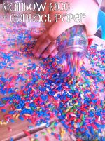 Rainbow Color Rice and Contact Paper a Preschool Activity