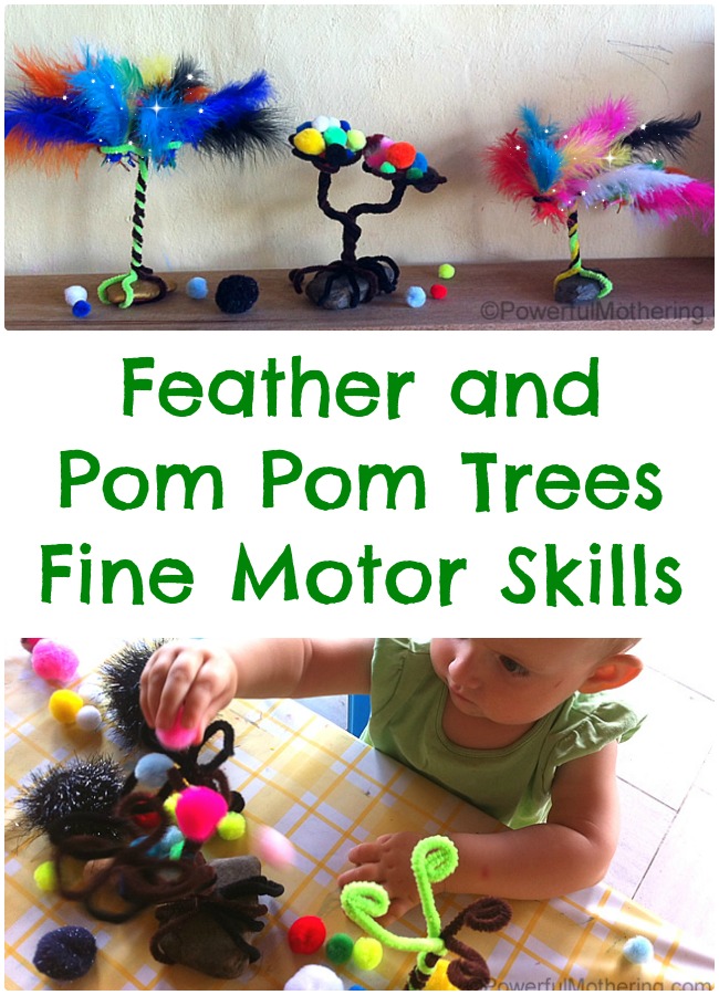 Feather and Pom Pom Trees Fine Motor Skills