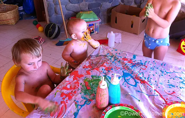 Homemade Paint and Squeeze Bottle Painting for Kids Art