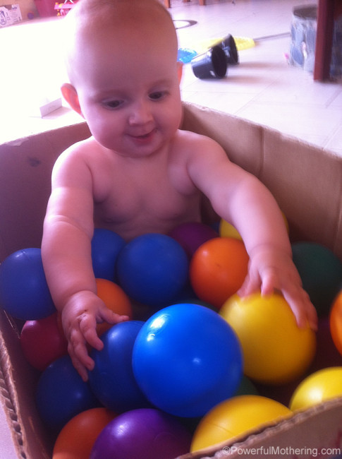 cardboard fun in a box of balls