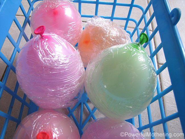 balloons covered in cling wrap