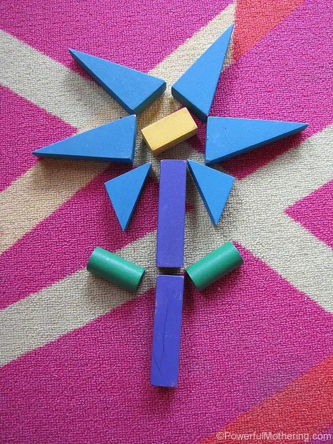 simple play with blocks flower