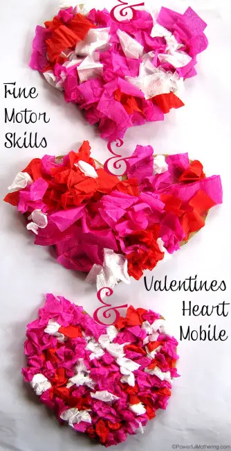 valentines heart mobile and fine motor skills practice time