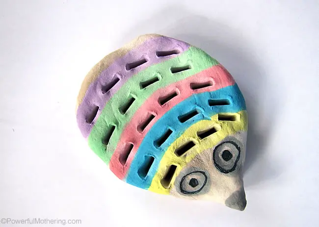 clay painted hedgehog