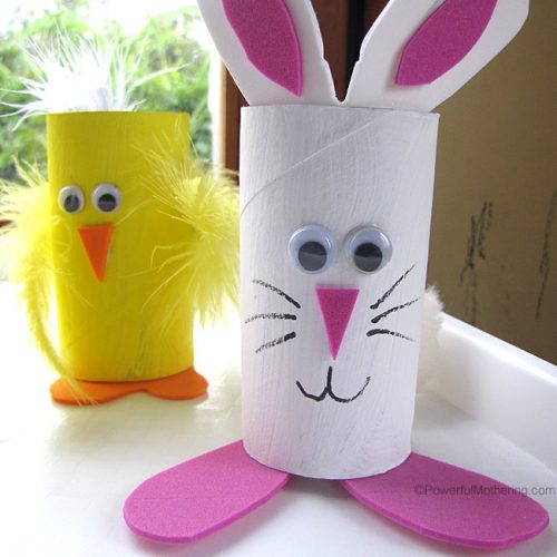 bunny chick easter treat holder from cardboard tubes tp rolls
