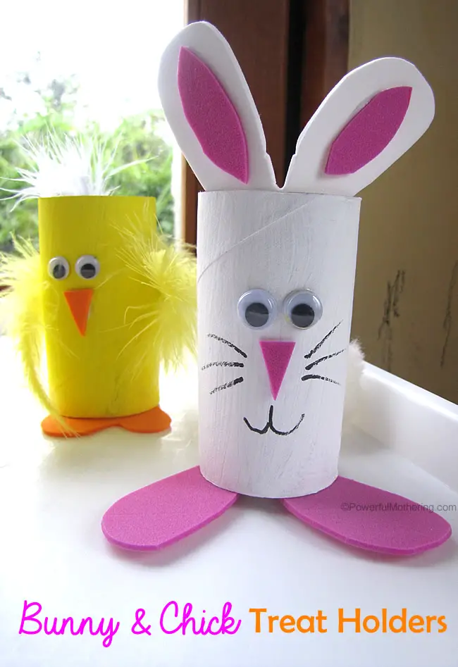 bunny chick easter treat holder from cardboard tubes tp rolls