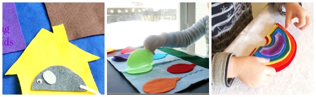 toddlers learning with felt and color