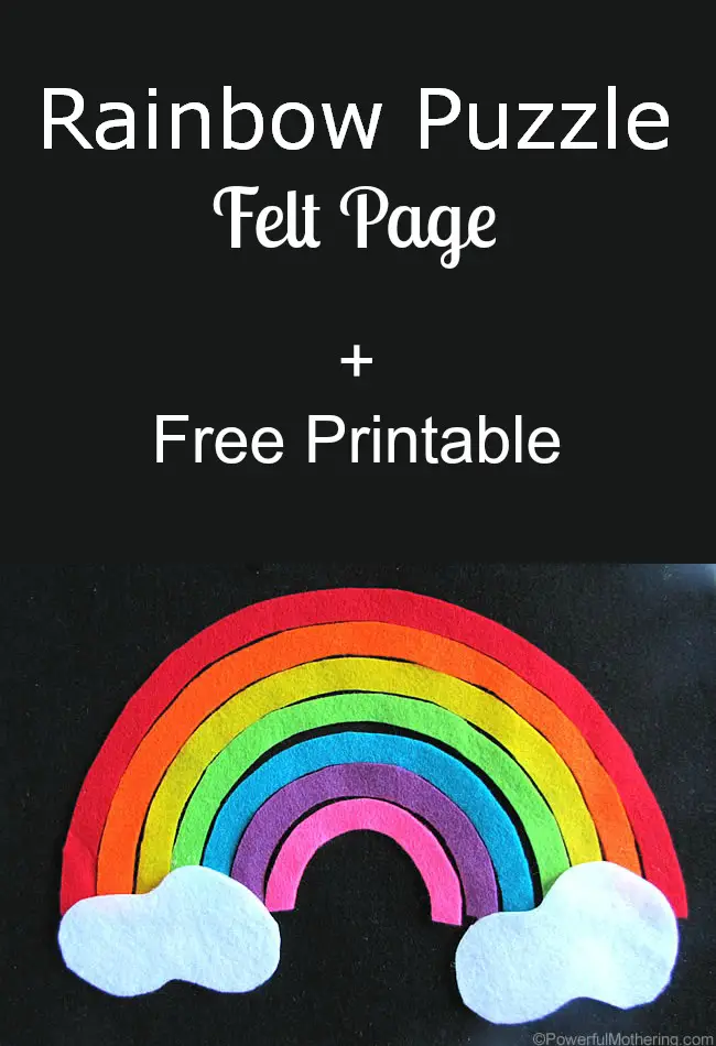 Rainbow Puzzle Felt Page for a no sew fine motor and life skills quiet felt book