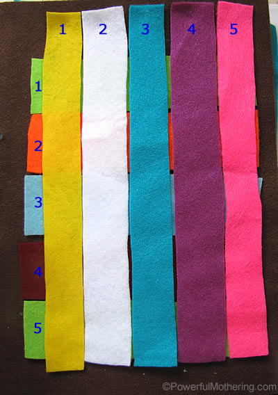 Simple Weaving Felt Page for fine motor skills with PowerfulMothering.com