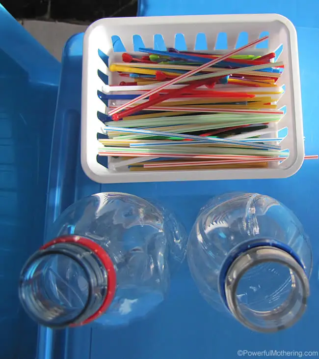 straws and bottle busy bag