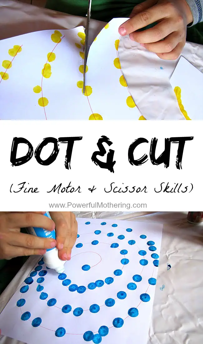 Dot Cutting Fine Motor and Scissor Skills from PowerfulMothering.com