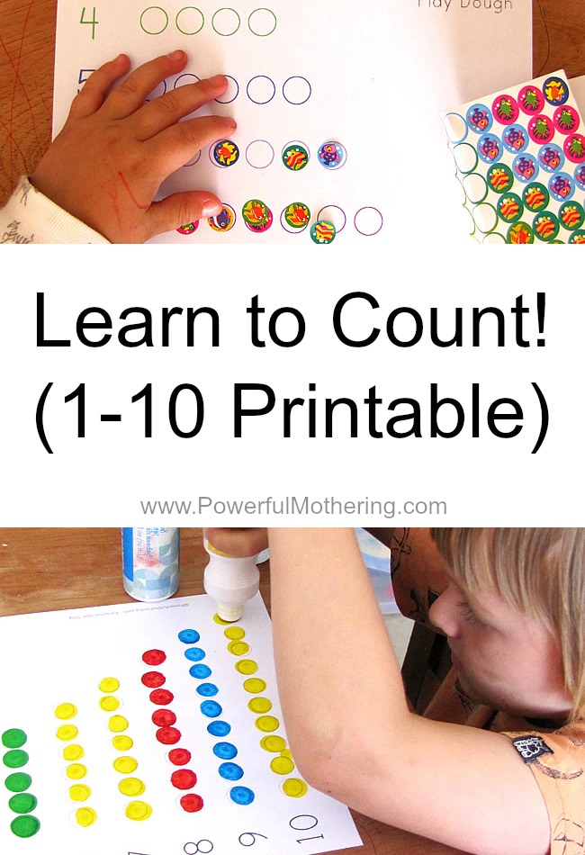 Learn to Count! 1-10 free Printable from PowerfulMothering.com