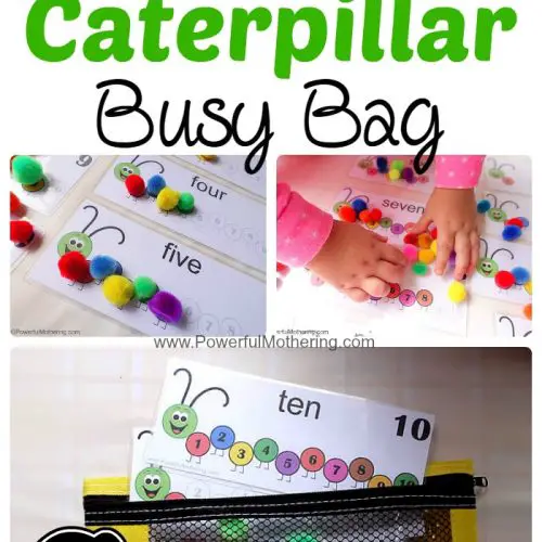 Counting Caterpillar Busy Bag with free printable from PowerfulMothering.com