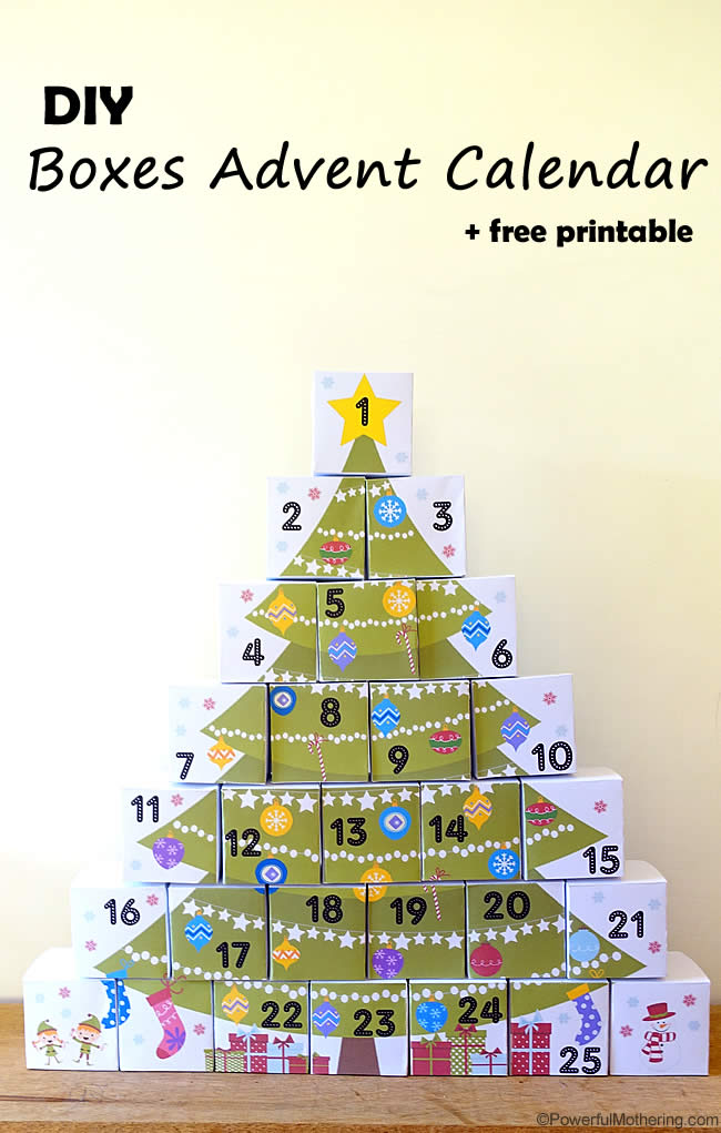 DIY Boxes Advent Calendar with Free Printable from PowerfulMothering.com