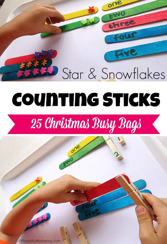 Counting Sticks - Christmas Busy Bags