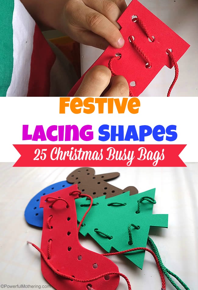 Festive Lacing Shapes - Christmas Busy Bags