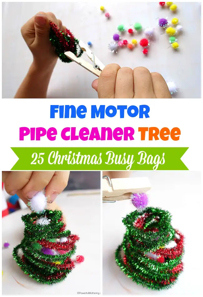 Fine Motor Pipe Cleaner Tree - Christmas Busy Bags