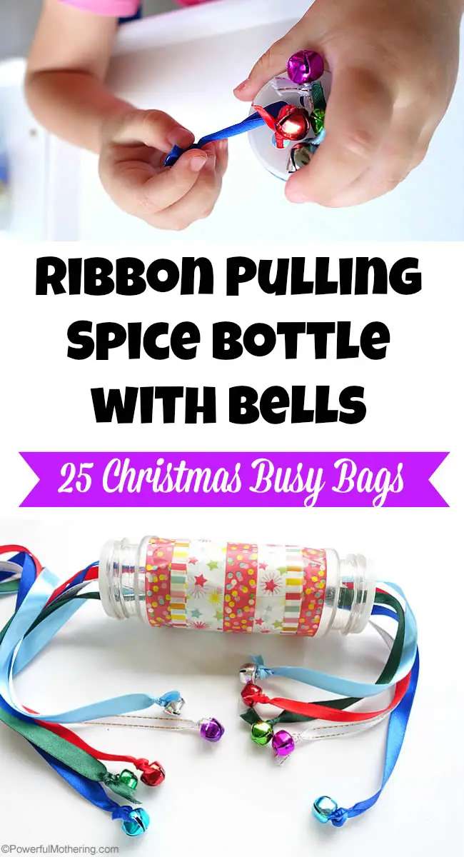 Ribbon Pulling Spice Bottle with Bells - Christmas Busy Bags