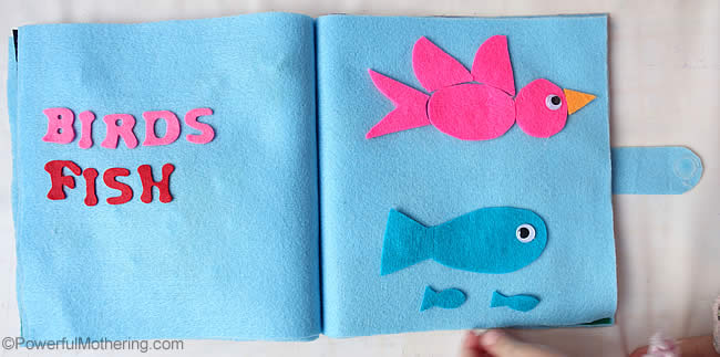 birds and fish creation no sew quiet book