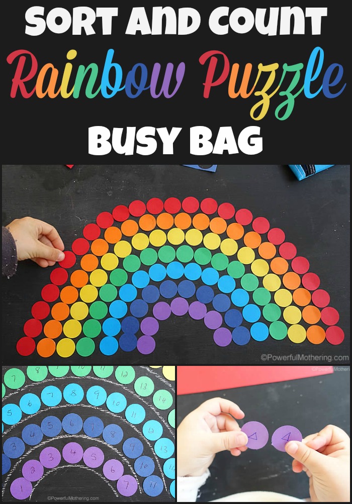 Sort and Count Rainbow Puzzle Busy Bag from Powerfulmothering.com