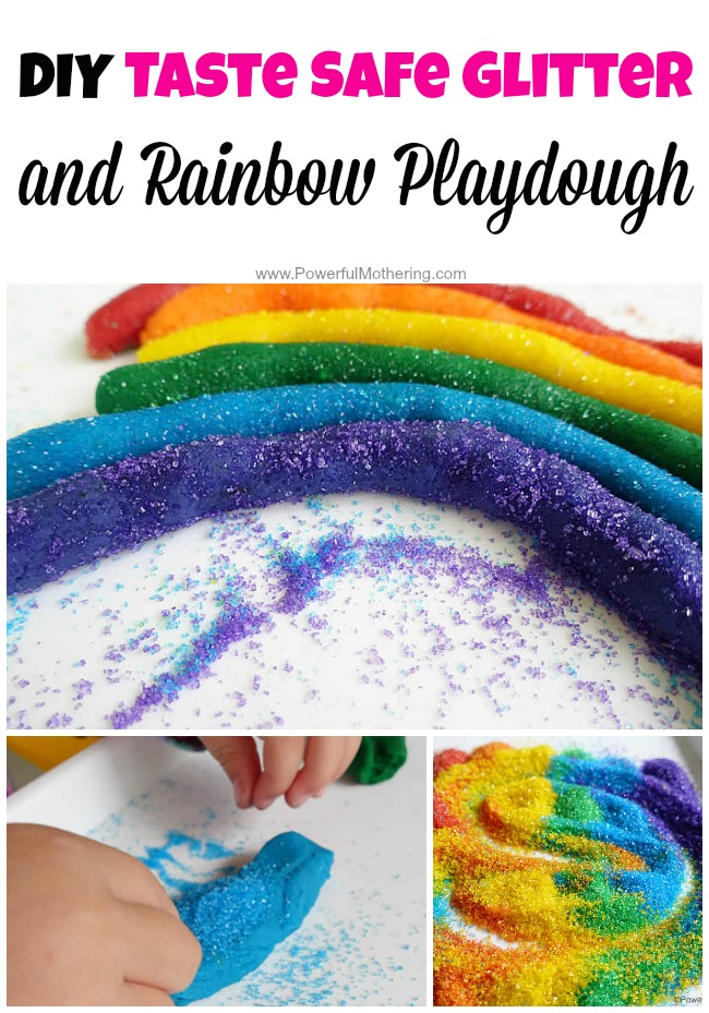 DIY Taste Safe Glitter and Rainbow Playdough