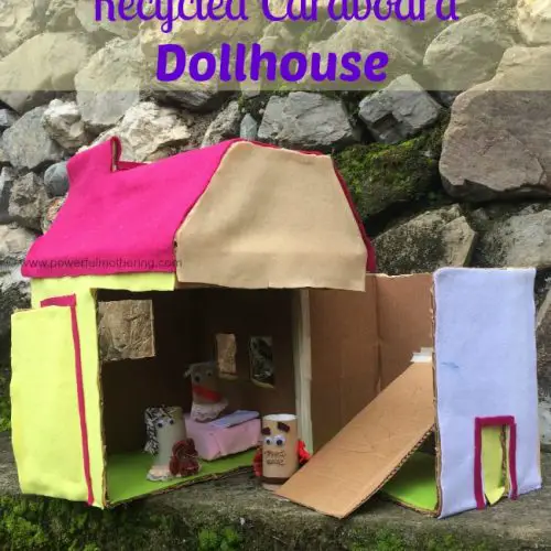 DIY recycled cardboard dollhouse