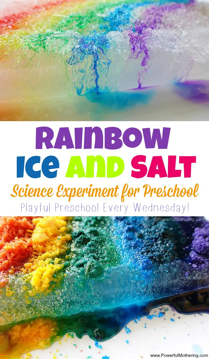 Rainbow Melting Ice Experiment for Preschool