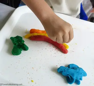 Homemade Rainbow Sparkle Playdoh