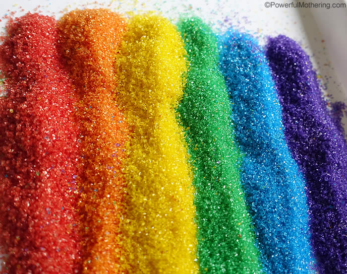 rainbow of taste safe diy glitter