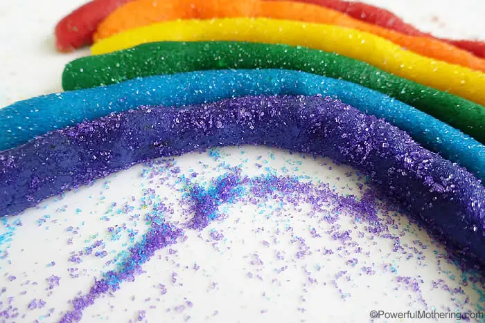 rainbow play dough with taste safe glitter