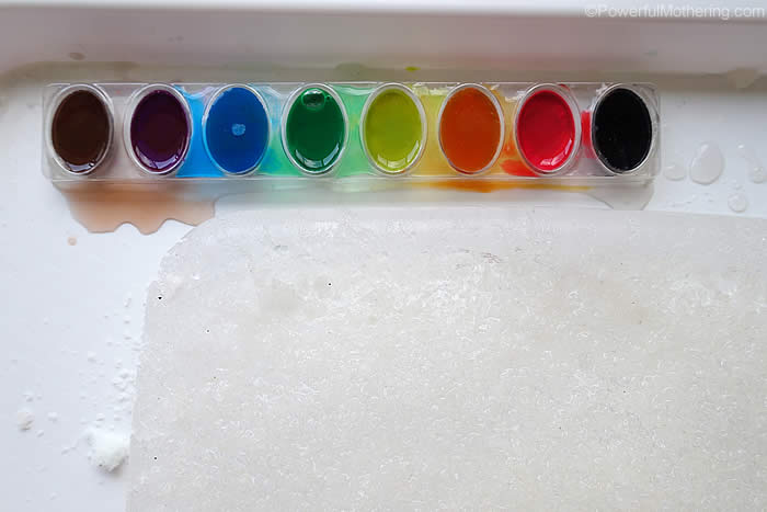 water paints for melting ice experiment