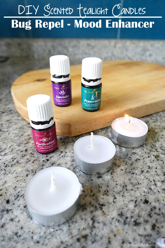DIY Scented Tealight Candles bug repellent mood enhance