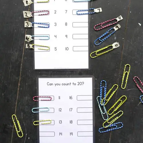 counting with paperclips 1-20