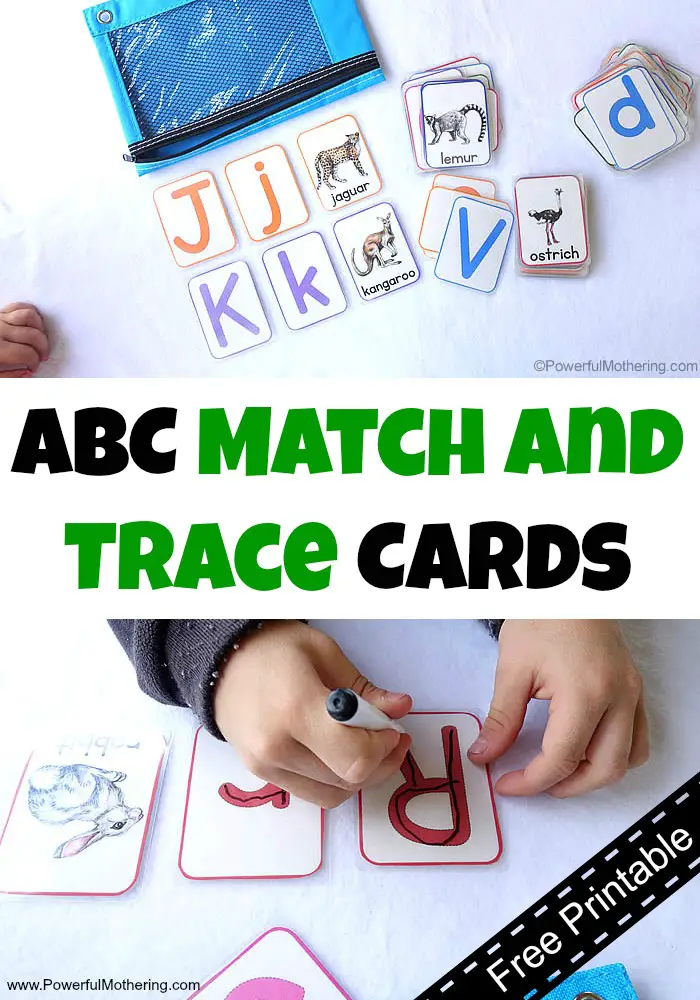 ABC Match and Trace Cards Free Printable