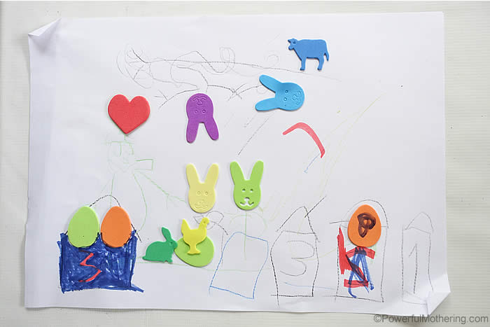 creative drawings with stickers fine motor idea