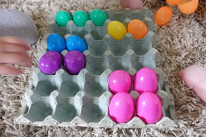 easter eggs sorting by colors toddler preschool
