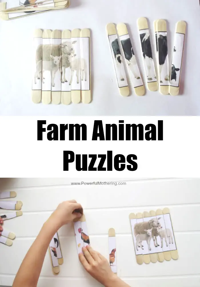 Make this cool farm animal puzzle to encourage puzzle building skills!