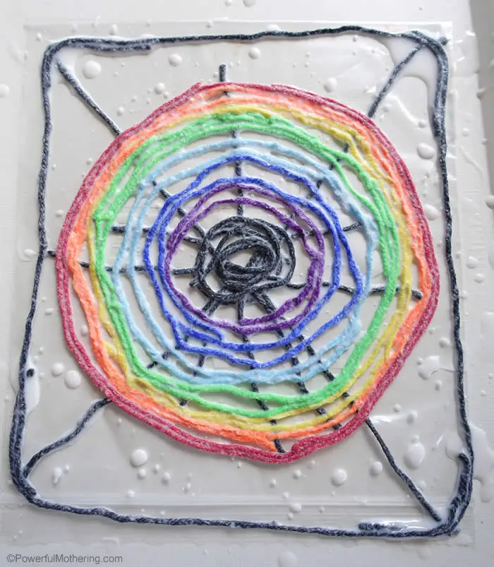 rainbow pattern spider web for preschoolers