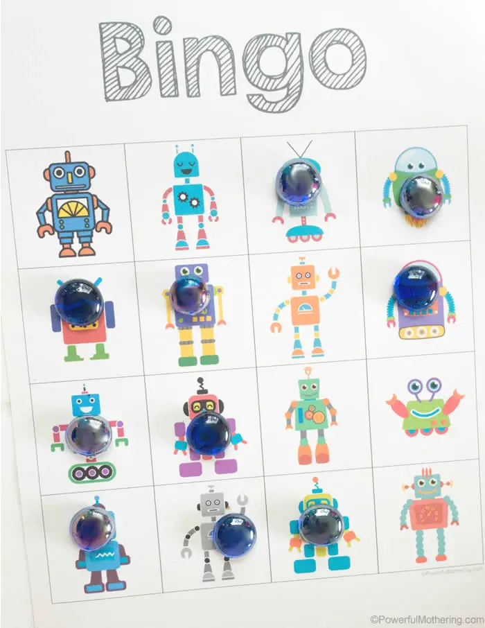 Free Robot Bingo Game for Kids