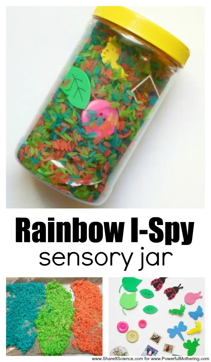 Make An I Spy Sensory Jar For Toddlers Using Rainbow Rice